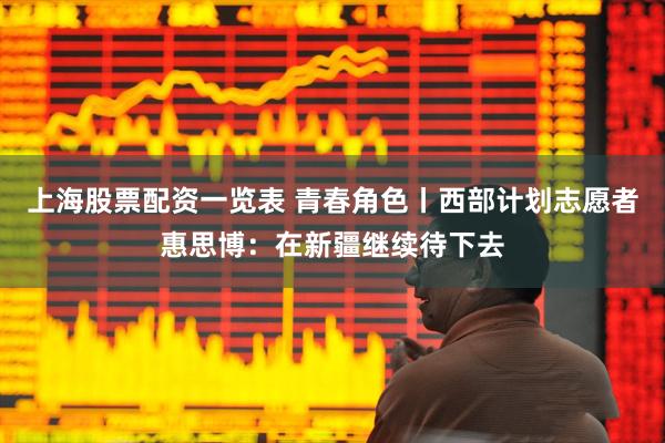上海股票配资一览表 青春角色丨西部计划志愿者惠思博：在新疆继续待下去